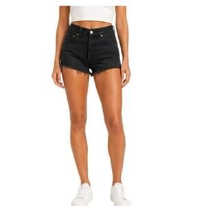 Levi's Premium 501 Original Black High Rise Button Fly Cut Off Shorts Size 34